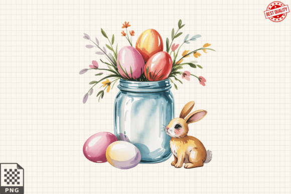Bringing Spring to Life with Mason Jar Filled with Easter Eggs Flower Sublimation Designs