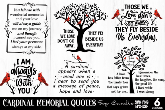 Cardinal Memorial Quotes SVG Bundle