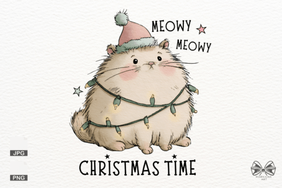 Meowy Christmas Time PNG Clipart for Festive Designs