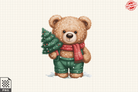 Merry Christmas Teddy Bear Clipart PNG: Elevating Holiday Crafts with High-Quality Digital Art