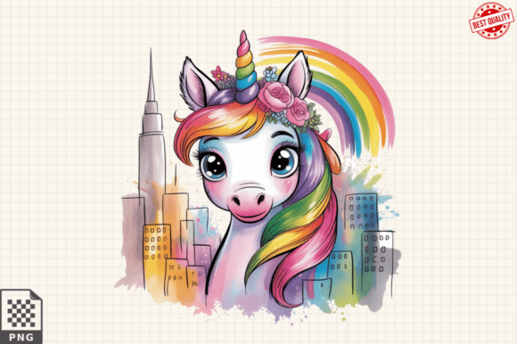Strategic Application of the Colorful Baby Unicorn Urban Scene PNG in Modern Digital Branding